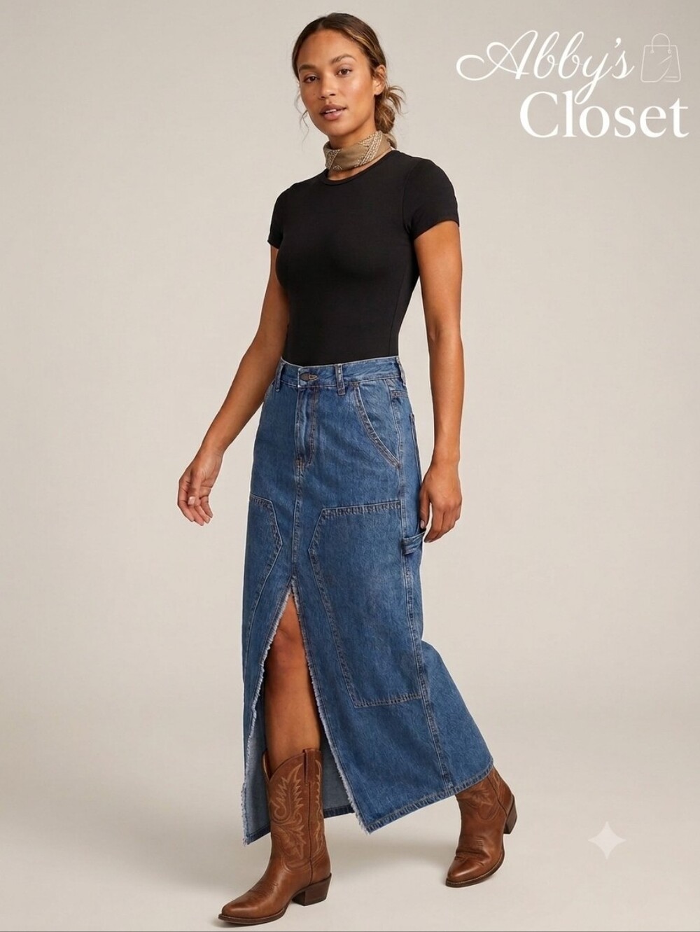 Moon River Denim Cargo Midi Maxi Skirt Sz - S. Front Slit W/ Pockets✨️